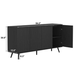 English Elm Sideboard Walnut Credenza with Hexagonal Doors and Adjustable Shelves for Dining Areas W409P327405