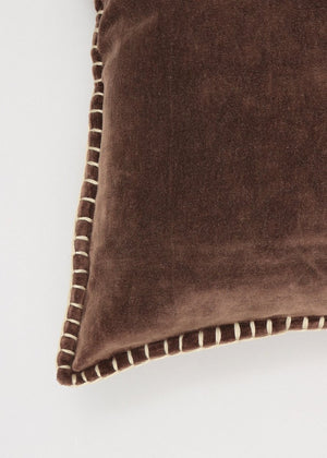 English Elm Stonewashed Cotton Velvet Throw Pillow - Hand-Stitched Edges, Luxurious 19" Square Accent Pillow B346P321252-GIGA