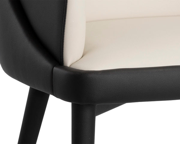 Sunpan Hagan Futuristic Dining Armchair - Stylish Modular Design in Dillon Cream & Black Faux Leather