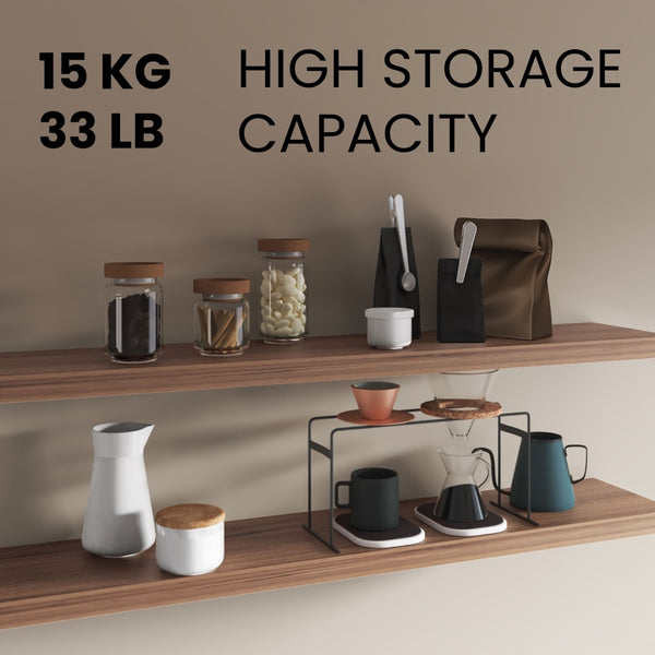 English Elm Shelves - 2-Tier Compact Walnut Storage Solution For Living Rooms, Eco-Friendly & Modern Design B097P395889-GIGA