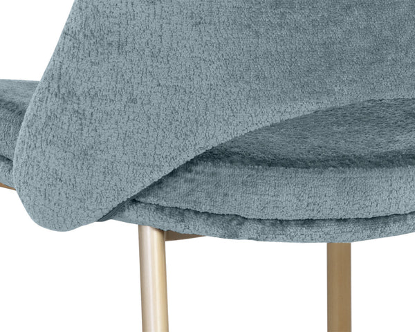 Sunpan Radella Counter Stool - Contemporary Design with Antique Brass Base and Stylish Cutout Backrest Bergen French Blue