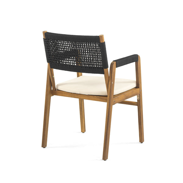 English Elm Christopher Knight Home® - Outdoor 3-Piece Acacia Wood Dining Set With Cushions, Stylish Teak Finish & Weather-Resistant Design N773P210139B2_N773P191382T