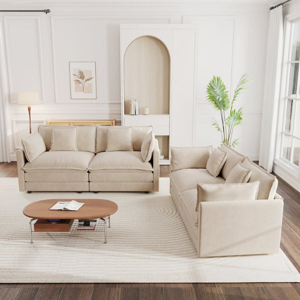 English Elm 2 Piece Chenille Sofa Set Modular Living Room Couch with High Density Foam Seating W714S00897
