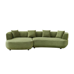 English Elm 110.63 Inch Quilted Polyester Curved Sectional Sofa Four Seat Modular Living Room Couch W2582S00187