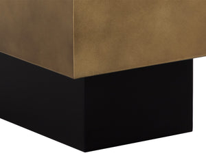 Sunpan Blakely Side Table - Contemporary Rectangular End Table with Bold Design and Artisan Craftsmanship Antique Brass
