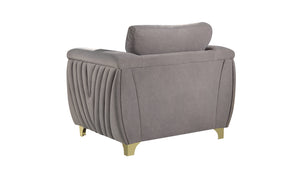 English Elm Leena Modern Upholstered Accent Chair with Gold Accents, Plush Seat & Durable Wood Frame, Gray B009P264616