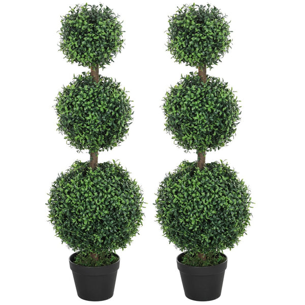 English Elm 2 Faux Boxwood Ball Topiary Trees Uv Resistant Pe Foliage Potted Indoor Outdoor T3971P409970