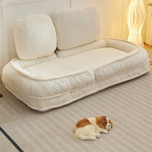English Elm Human Dog Bed Lazy Sofa Couch 5-Position Adjustable Foldable Seat for Compact Living Spaces White W2108P193234