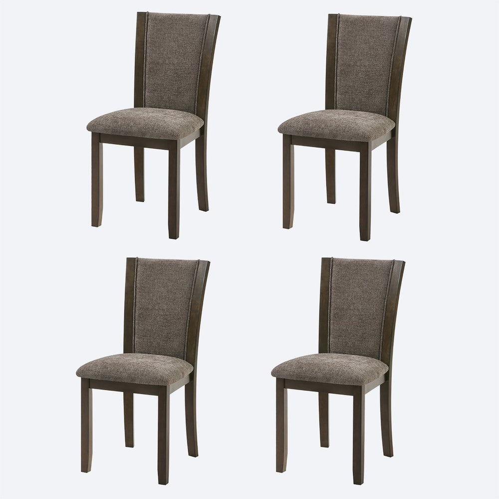 English Elm Dining Chairs Set of 4 Rubberwood Frame Linen Seat Minimalist Kitchen Seating W1998P373007
