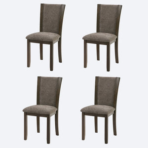 English Elm Dining Chairs Set of 4 Rubberwood Frame Linen Seat Minimalist Kitchen Seating W1998P373007