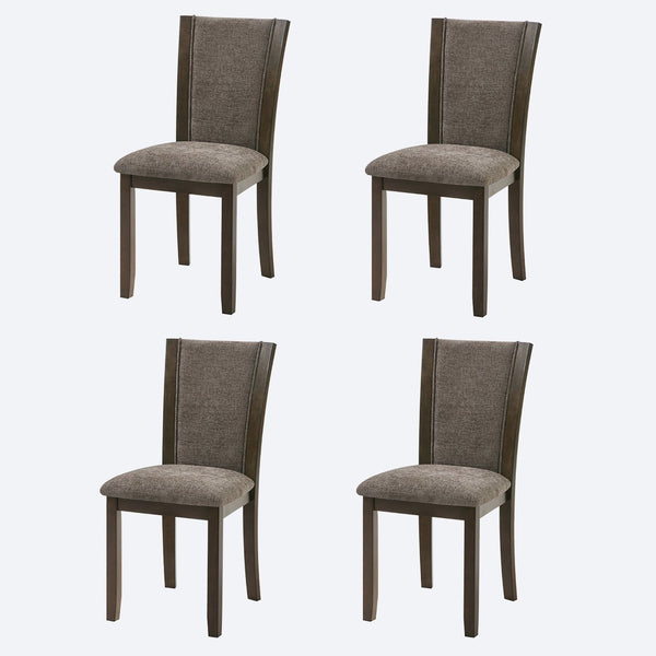 English Elm Dining Chairs Set of 4 Rubberwood Frame Linen Seat Minimalist Kitchen Seating W1998P373007