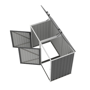 English Elm Garbage Bin Shed Galvanized Steel Enclosure for Two Cans Outdoor Weather Resistant Dark Gray W1598P357714