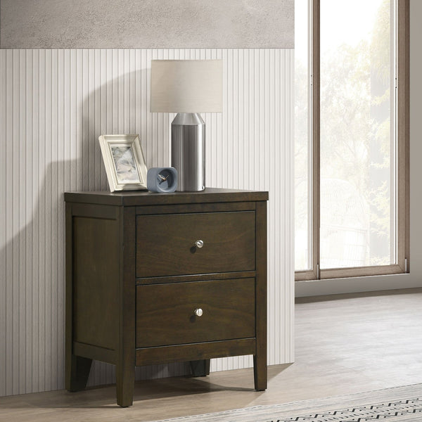 English Elm Clement Dark Cocoa Two-Drawer Nightstand with Brushed Nickel Hardware, Sturdy Wood, Versatile Style (26.25"H) B062P375568