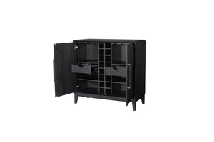 English Elm Peppercorn Server with 4 Storage Cabinets, Elm Veneer Finish, Power-Ready Design & Custom Hardware Black 45 L x 22 W x 38.75 H B2699P237505