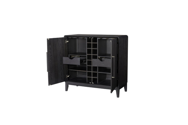 English Elm Peppercorn Server with 4 Storage Cabinets, Elm Veneer Finish, Power-Ready Design & Custom Hardware Black 45 L x 22 W x 38.75 H B2699P237505
