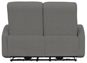 English Elm Beige Manual Reclining Loveseat with Dual Contoured Seats for Compact Living Spaces Gray B361P484465