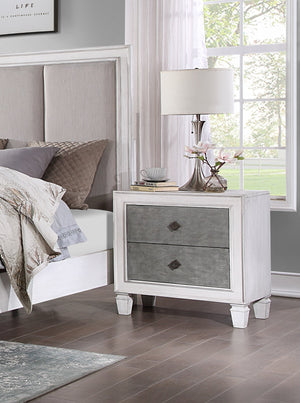 English Elm Modern Rustic White and Gray Nightstand with 2 Smooth-Glide Drawers, Sturdy Wood Frame, Farmhouse Charm B2741P324354
