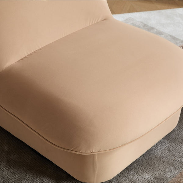 English Elm Swivel Accent Chair Plush Velvet Pumpkin Barrel Silhouette with 360 Degree Metal Base Khaki W3244P392748