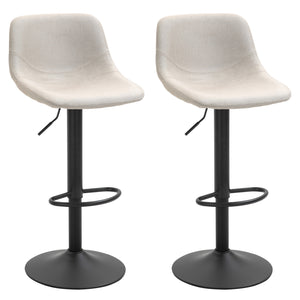 English Elm Homcom Adjustable Bar Stools Set Of 2 – Stylish Swivel Cream White Chairs For Kitchen & Home Bar W2225P217135