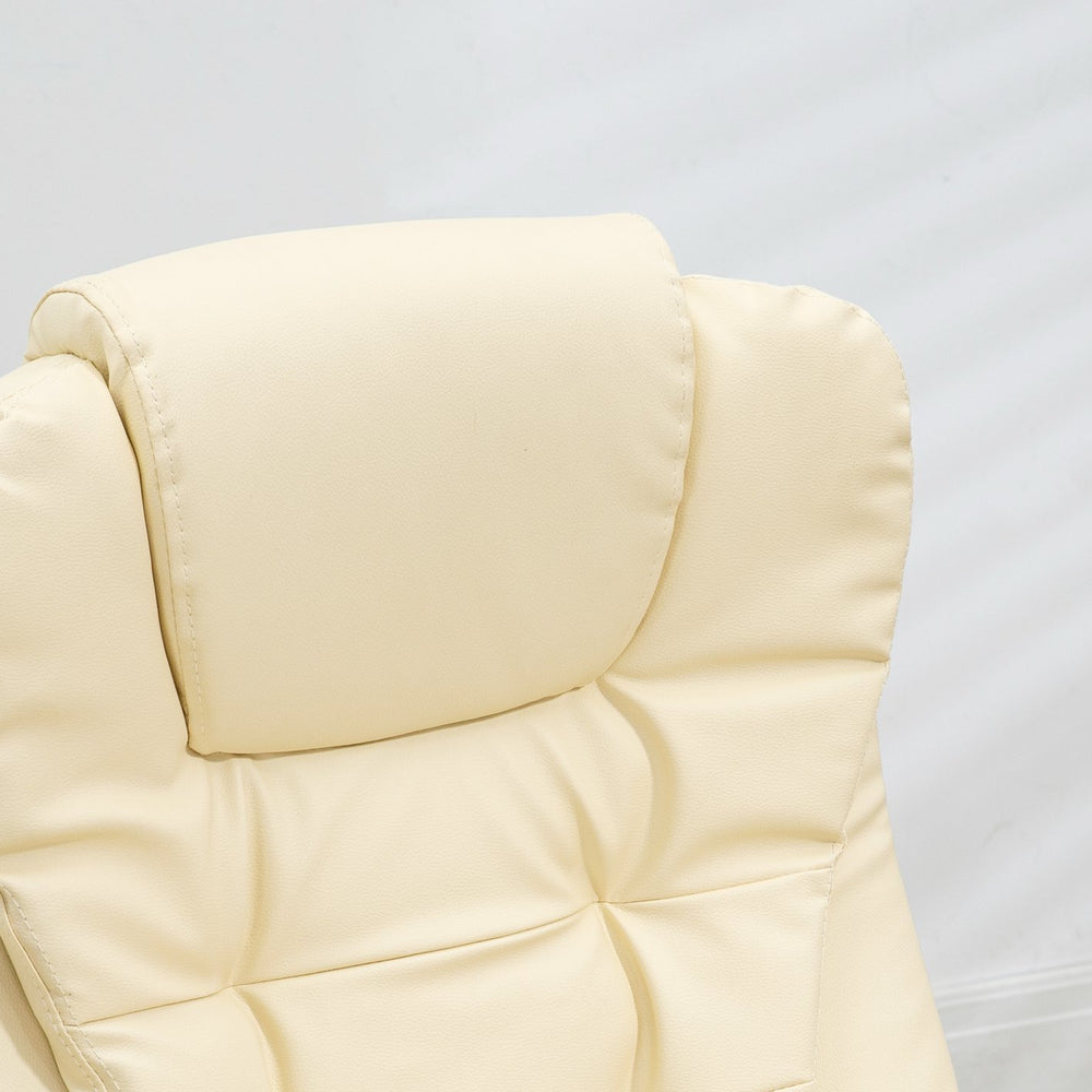 English Elm Homcom High Back Massage Office Chair With Vibration & Heat, Ergonomic Design, Beige Pu Leather W2225P217505