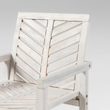 Wood Chevron Patio Chair, Set of 2 White Wash OWC2VINWW Walker Edison