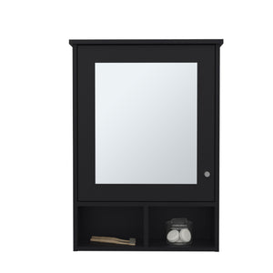 English Elm Medicine Cabinet Gibson Black Mirrored Door Wall Storage with Hidden & Open Shelves, Space-Saving Design B092P238758