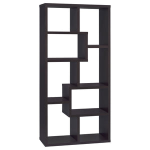 English Elm Geometric Bookcase with 7 Open Shelves for Home Decor, Modern Sturdy Engineered Wood Accent Tower Brown,Cappuccino 71.88 L x 14.14 W x 8.87 H B011P305622