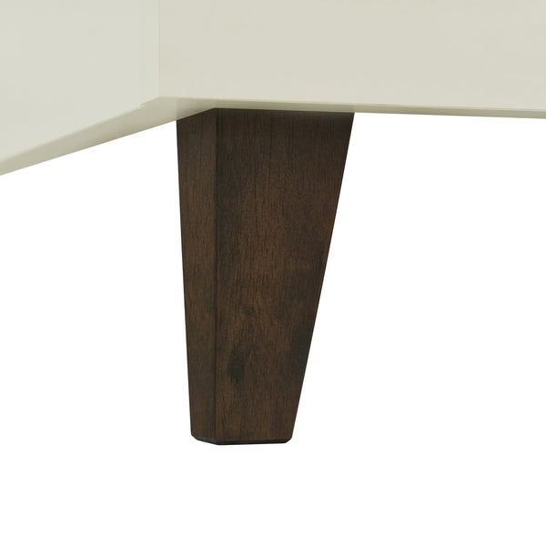 English Elm Christopher Knight Home® - Queen Upholstered Bed Frame with 2 Nightstands, 108" Headboard, Floating Shelves, White Brown Finish N758Q080001W