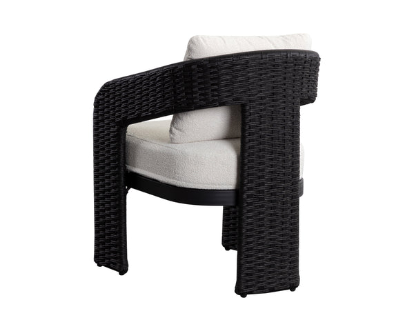 Sunpan Pylos Dining Armchair - Stylish Outdoor Seating with Durable Wicker and Soft Performance Fabric Cushion Black / Louis Cream