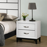 English Elm Stout Contemporary 2-Drawer Metal Bar Pulls Wood Nightstand, Off-White