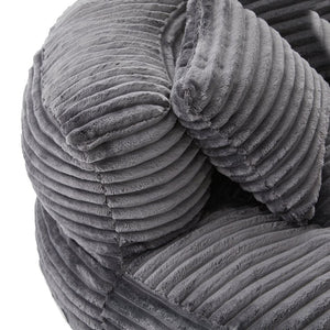 English Elm Bean Bag Sofa Oversized Corduroy Floor Lounge Chair with Armrests Pillows Foam Fill Dark Gray W395P426814