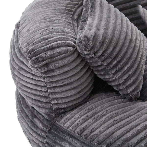 English Elm Bean Bag Sofa Oversized Corduroy Floor Lounge Chair with Armrests Pillows Foam Fill Dark Gray W395P426814