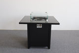 English Elm 30 Black Powdercoated Metal Fire Pit With Smoked Glass Top