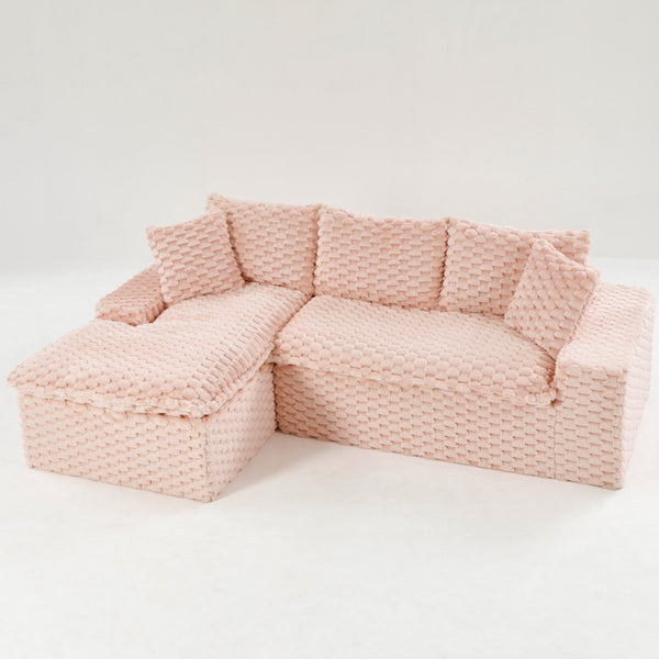 English Elm Pink Turtle Velvet Sofa: Convertible Chaise Lounge For Cozy Living, Seats 3 With Plush Comfort! W3371S00029-GIGA