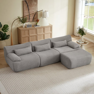 English Elm L Shaped Modular Sectional Corduroy Cloud Couch Oversized Family Living Room Sofa Grey W2339S00151