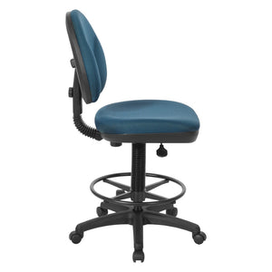 OSP Home Furnishings Sculptured Ergonomic Drafting Chair with Lumbar Support Padded Seat and Adjustable Footring DC550-296