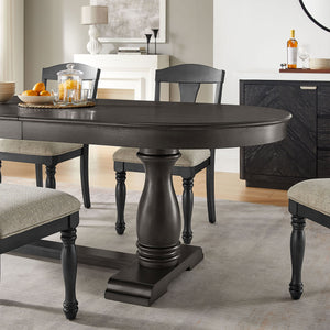 English Elm 94.06 Extendable Wooden Dining Table, Mid-Century Modern Curved 6-Person MDF Top Rubberwood Legs, Large W2582P321482