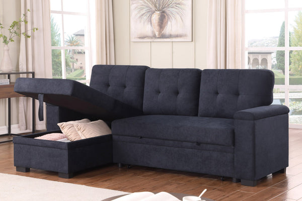 English Elm Jardin Woven Beige Sectional Sleeper Sofa with Reversible Storage Chaise for Living Rooms B2749S00246