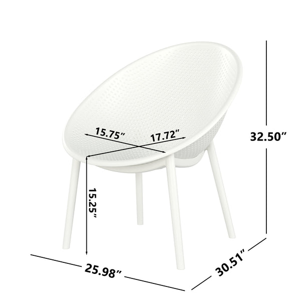 English Elm Christopher Knight Home® - Gable Weather-Resistant Accent Chair Set of 2 — Durable Polypropylene Outdoor Seating, Easy Care White N775P176715W