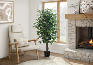 English Elm Artificial Eucalyptus Floor Plant 44" Tall in Sleek Black Pot with 1440 Lifelike Leaves, No Care Needed Green 63 L x 8 W x 9 H B2710P220050