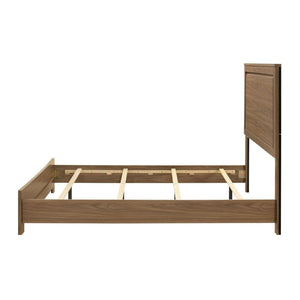 English Elm Simple Recessed Panel Twin Bed Frame Rubberwood Build Warm Chestnut Transitional Bedroom B2741S00871