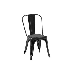 English Elm Set Of 4 High Gloss Black Metal Dining Chairs - Stackable, Lightweight, Easy-Clean, Modern Design B347P383404-GIGA