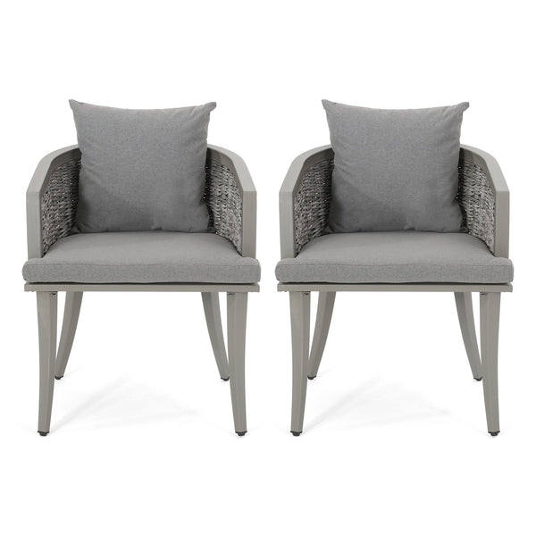 English Elm Christopher Knight Home® - PEBBLE Chair Gray PE Rattan Lounge with Iron Frame and Waterproof Cushion — Stylish Compact 30x18.6" 67847.00GRY