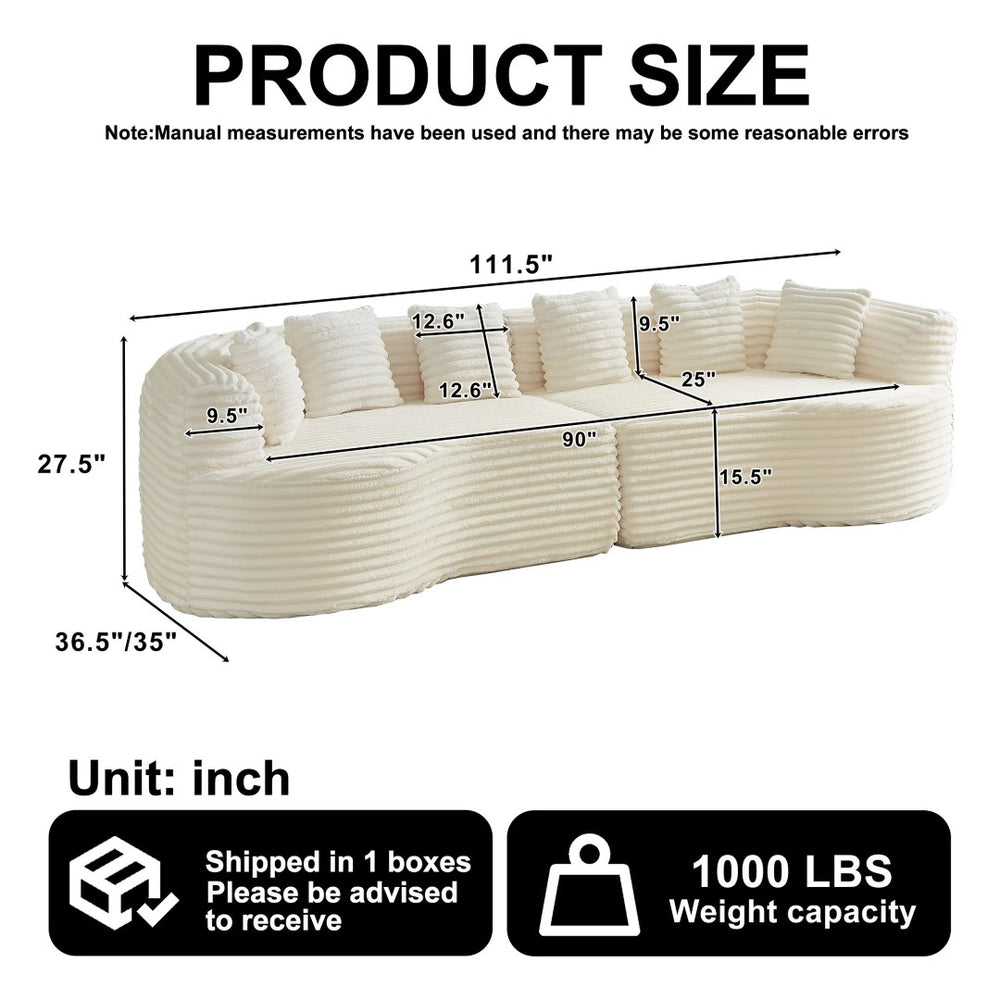 English Elm Curved Chenille Sectional Sofa Deep Seat Cloud Cushions Four Seater Modern Living Room W3505P456570
