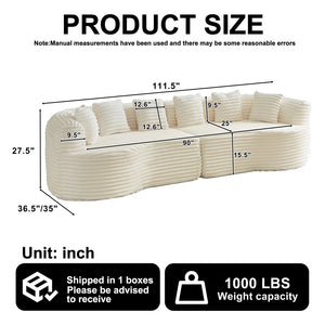 English Elm Curved Chenille Sectional Sofa Deep Seat Cloud Cushions Four Seater Modern Living Room W3505P456570