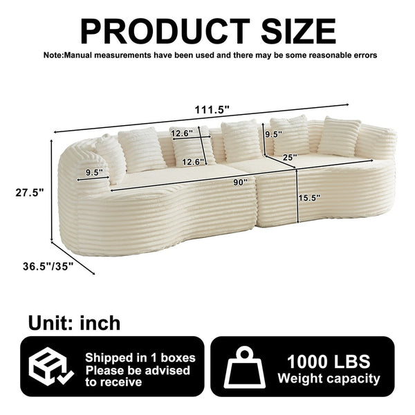 English Elm Curved Chenille Sectional Sofa Deep Seat Cloud Cushions Four Seater Modern Living Room W3505P456570