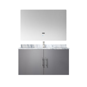 English Elm Dark Grey Bath Vanity Set With Carrara Marble Top, Chrome Faucet, And Led Mirror For Modern Spaces B2731S01309