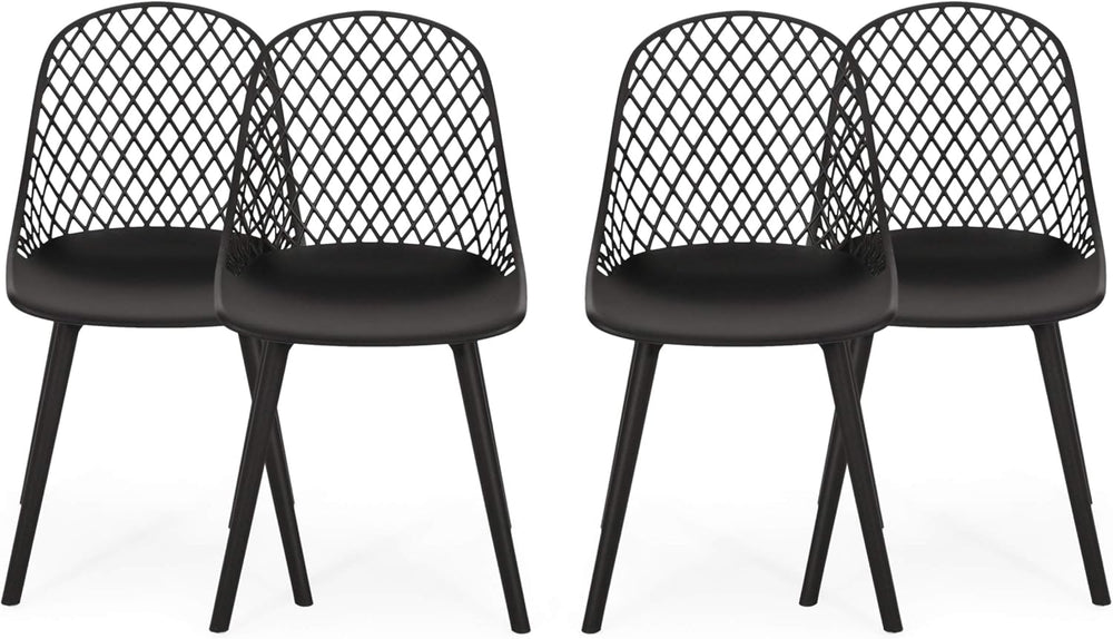 English Elm Christopher Knight Home® - LILY Weather-Resistant Outdoor Dining Chairs Set of 4 — Durable Polypropylene Mesh Design for Patios Black 28 L x 26 W x 19.75 H N776P243071B