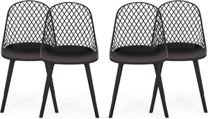 English Elm Christopher Knight Home® - LILY Weather-Resistant Outdoor Dining Chairs Set of 4 — Durable Polypropylene Mesh Design for Patios Black 28 L x 26 W x 19.75 H N776P243071B