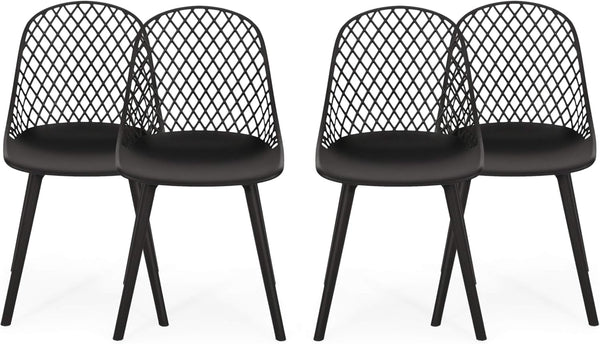 English Elm Christopher Knight Home® - LILY Weather-Resistant Outdoor Dining Chairs Set of 4 — Durable Polypropylene Mesh Design for Patios Black 28 L x 26 W x 19.75 H N776P243071B